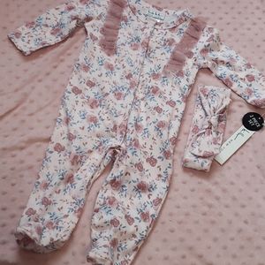Nicole Miller footie set headband floral